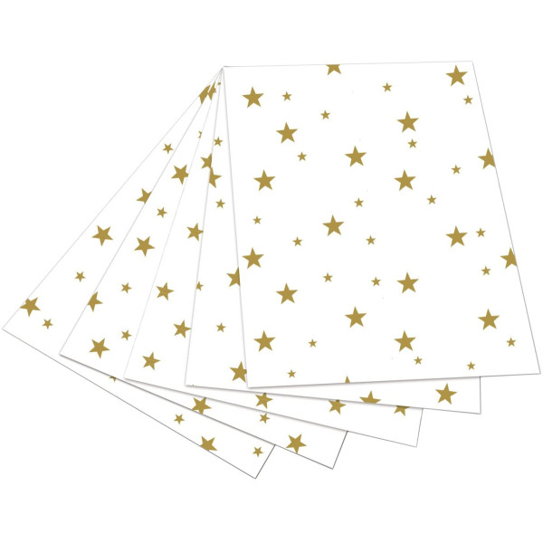Картон для дизайна золотые звезды Folia Photo Mounting Board with gold stars 300 г/м2, 50x70 см, №00 White Белый