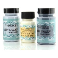 Набор меловой краски Cadence Very Chalky Home Decor №08: светло-серый, стальной серый (90 мл) + воск