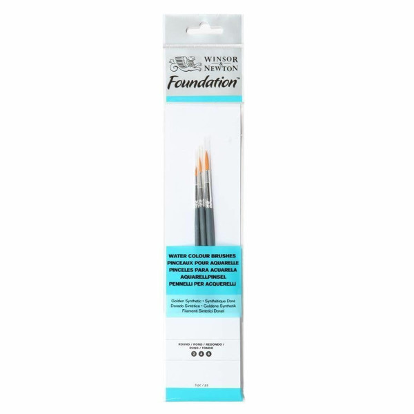 Набір пензлів синтетика Foundation Watercolor Brushes (3 шт: круглі №2,4,6), коротка ручка