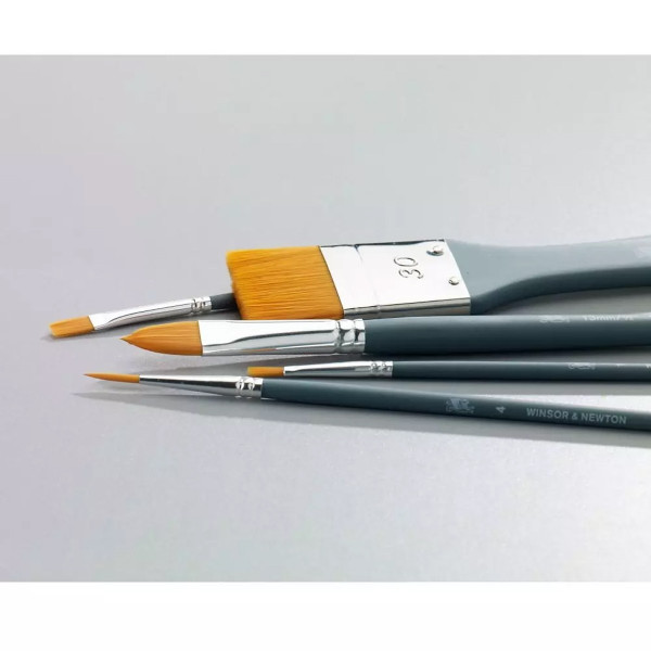 Набір пензлів синтетика Foundation Watercolor Brushes (3 шт: круглі №3, плоскі №1, 2), коротка ручка