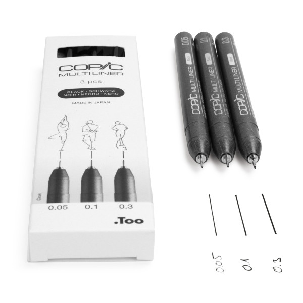 Набор лайнеров Copic Multiliner, 3 шт (0,05+0,1+0,3), черный