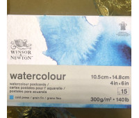 Бумага акварельная холодного прессования 10х15см 300 г/м2 15 шт Watercolour aquarelle Winsor Newton