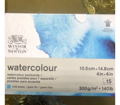 Бумага акварельная холодного прессования 10х15см 300 г/м2 15 шт Watercolour aquarelle Winsor Newton