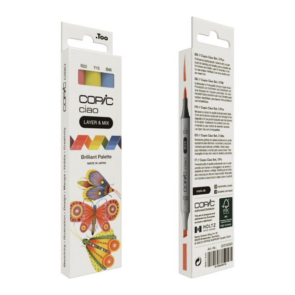 Набір маркерів Copic Ciao Set "Layer Mix" (3 шт), Brilliant Palette (R22+Y15+B95)