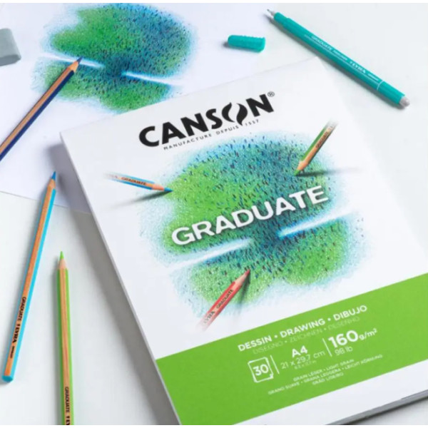 Альбом для эскизов Graduate Dessin Light grain 160 г, 21x29,7 см - A4, 30 листов, Canson