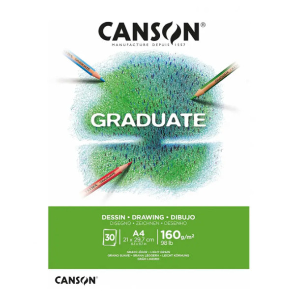 Альбом для эскизов Graduate Dessin Light grain 160 г, 21x29,7 см - A4, 30 листов, Canson
