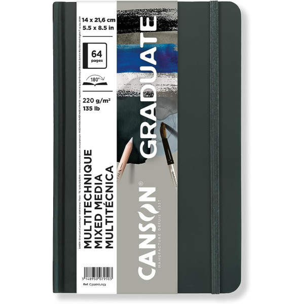 Блокнот Canson Graduate Books Mixed Media gris 220 г, 14,8x21 см, 64 страницы