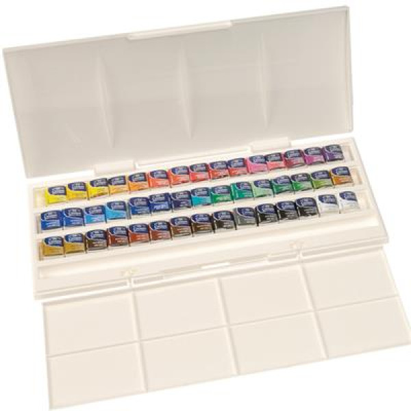 Набор акварельных красок Winsor Newton Cotman Half Pan Studio Set, 45 цветов полукювет в футляре-палитре