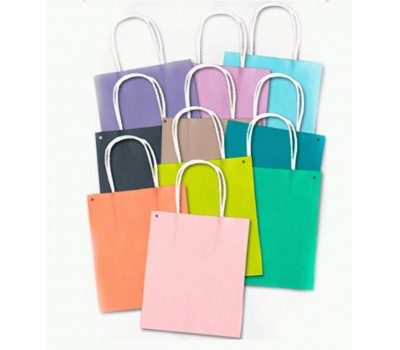 Бумажный крафт пакет Folia Paper Bags, 18x8x21 см, в цветном ассортименте