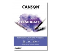 Альбом для змішаних технік, білий, Canson Graduate Mix Media White, 200 г/м2, А4 21х29,7 см, 20 аркушів