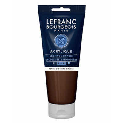 Акриловая краска Lefranc Fine Acrylic Color 200 мл, 477 Burnt umber Умбра жженая
