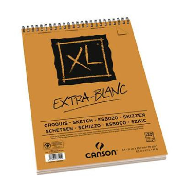 Альбом для нарисів на спіралі Canson XL Extra White 90 г/м2, 21x29,7 см, A4, 120 аркушів