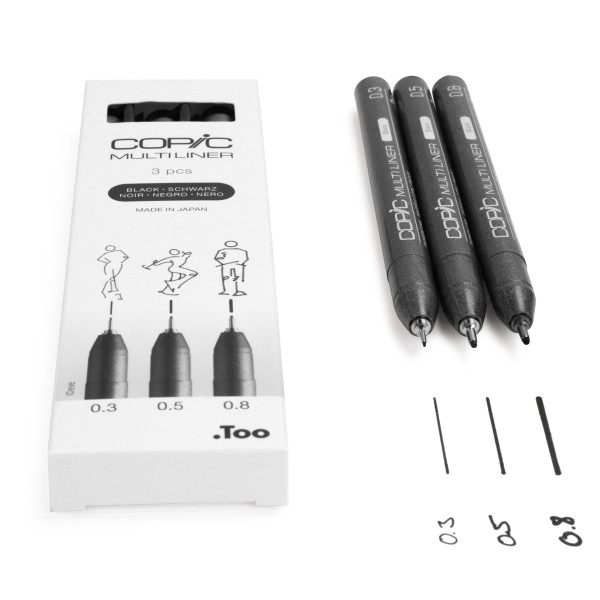 Набор лайнеров Copic Multiliner, 3 шт (0,3+0,5+0,8), черный
