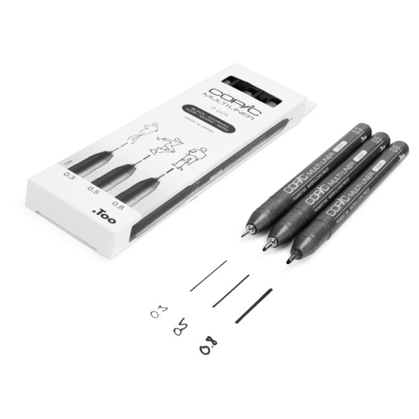 Набор лайнеров Copic Multiliner, 3 шт (0,3+0,5+0,8), черный