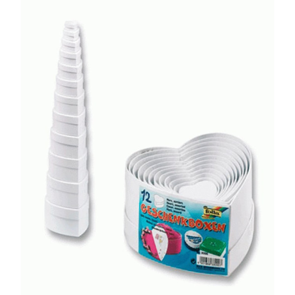 Бокс картонный для декора Folia Box for decor 12 assorted colours, Heart Сердце, 12 шт, 12 цв
