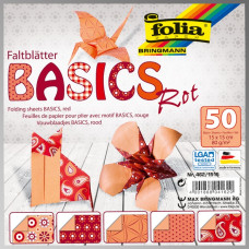 Папір для орігамі Folia Folding Papers 15x15 см, 50 аркушів, 80 г/м2, червоний