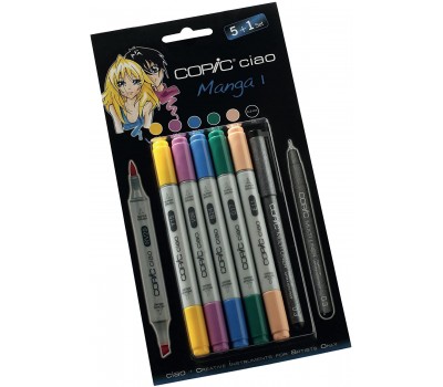 Набір маркерів кольору для аніме та манги + лайнер Copic Ciao Set 5+1 шт