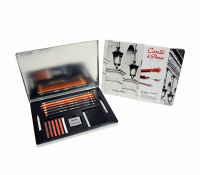 Набір олівців для графіки в металевому боксі Conte a Paris SKETCHING, 21 предмет