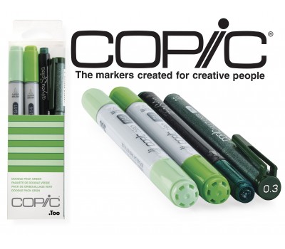 Набір спиртових маркерів Copic Ciao Set Doodle Pack Green, Зелені відтінки 2+1+1 шт