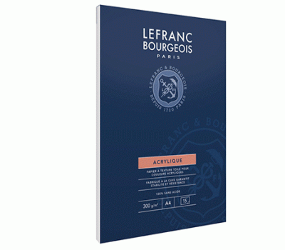 Альбом для акрилових фарб Lefranc Acrylic Paper Pad, А4, 300 г/м2 15 аркушів
