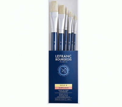 Пензлі у наборі Lefranc Fine Hog bristle Brushes Set щетина (№6, 12, 16, 24, 6, 12) 6 шт