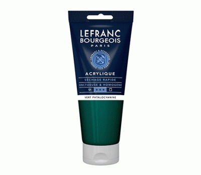 Акриловая краска Lefranc Fine Acrylic Color 200 мл, 598 Phthalocyanine green ФЦ зеленый арт 300465