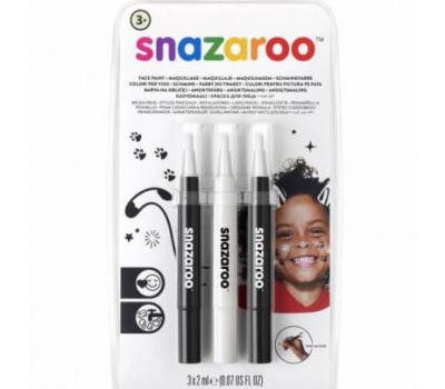 Набір ручок-пензлів для гриму Snazaroo Brush Pen, 3x2 мл, чорний 2 шт, білий