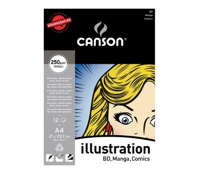 Альбом для маркеров Canson Illustration 250 г/м2, 29,7x42 см, A3, 12 листов