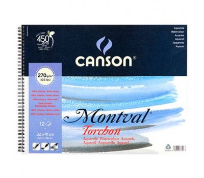 Блок акварельной бумаги Canson Montval Torchon 270 г/м2, 24х32 см, 12 листов