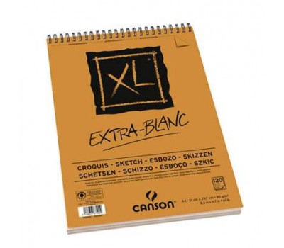 Альбом для нарисів на спіралі Canson XL Extra White 90 г/м2, 21x29,7 см, A4, 120 аркушів