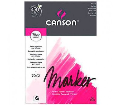 Блок паперу для маркерів Canson Marker 70 г/м2, 29,7 х42 см, A3, 70 аркушів