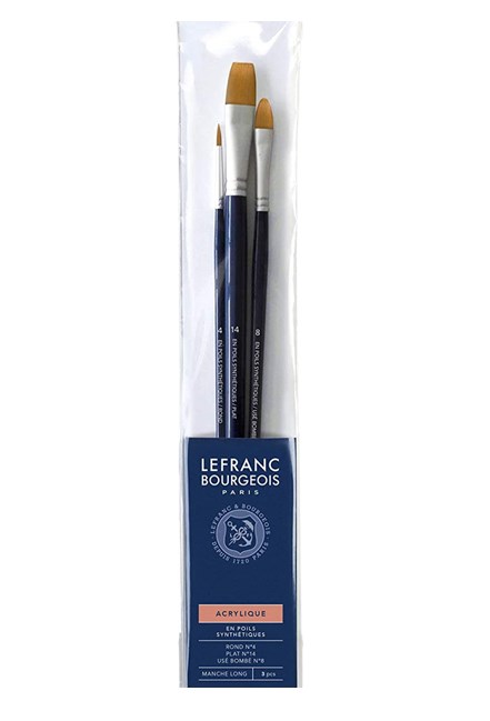 Набір пензлів синтетика Lefranc Fine Synthetic Brushes Set, 3 шт (№ 4, 14, 8)