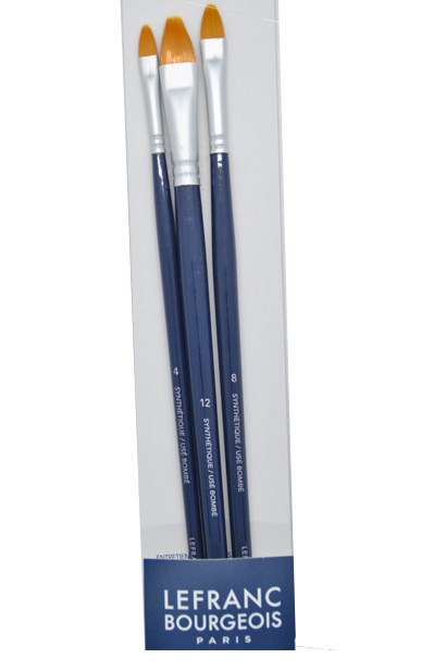 Набір пензлів синтетика Lefranc Fine Synthetic Brushes Set, 3 шт (№ 4, 8, 12)