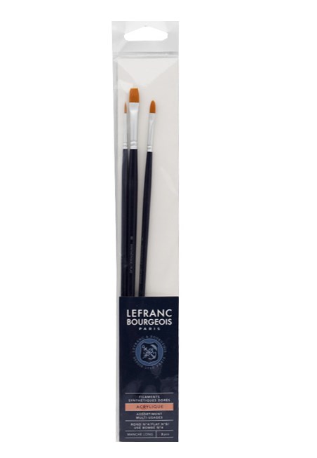 Набір пензлів синтетика Lefranc Fine Synthetic Brushes Set, 3 шт (№ 4, 8, 4)